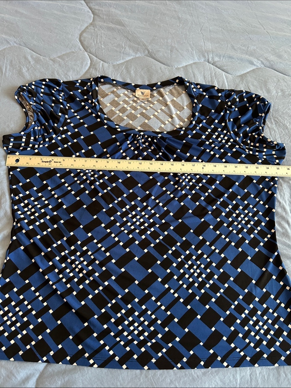 Worthington Blue Geometric Scoop Neck Top 2X - Picture 7 of 7